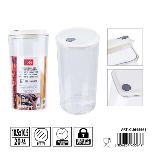 [0240235] Recipiente hermético transparente 1250ml 10.5x20 cm - Tarro de almacenamiento eficiente para cocina