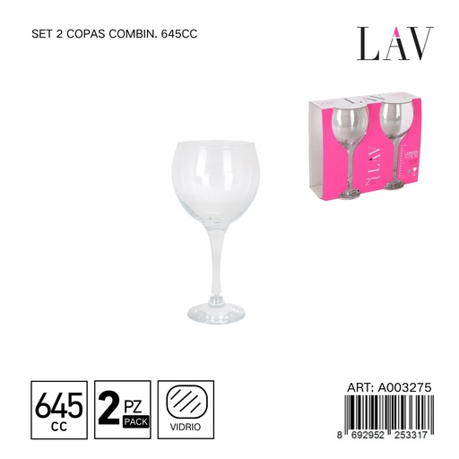 [A003275] Set de 2 copas combinadas 645cc - Copa elegante para celebraciones