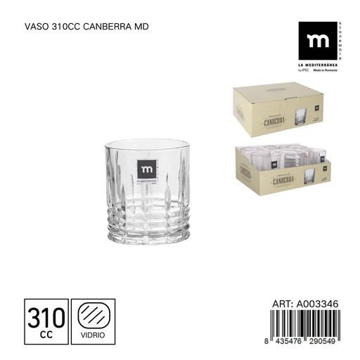 [A003346] Vaso de vidrio 310cc Canberra MD - Vasos y copas de mesa