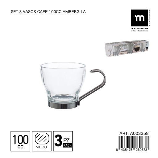 [A003358] Set de 3 vasos de café 100cc Amberg La - Para un café especial