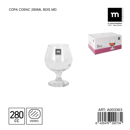 [A003363] Copa Coñac 280ml Bois MD - Ideal para disfrutar de licores