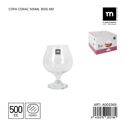 [A003366] Copa Coñac 500ml Bois MD - Perfecta para disfrutar de tu bebida