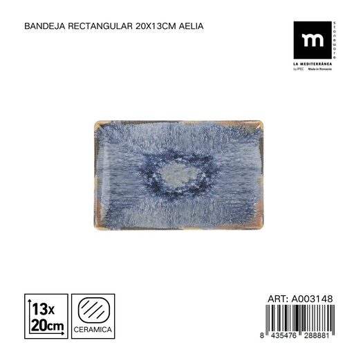 [A003148] Bandeja rectangular de cerámica 20x13 cm Aelia - Bandeja decorativa para mesa