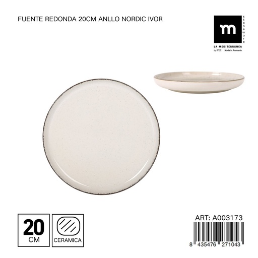 [A003173] Fuente redonda de cerámica 20 cm ANLLO NORDIC IVORY - Vajilla decorativa