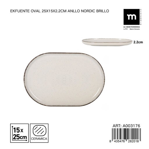 [A003176] Plato ovalado de cerámica 25x15x2.2 cm EK - Vajilla moderna para mesas