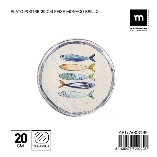 [A003199] Plato de postre de 20cm cerámica Monaco brillo - Vajilla de cerámica