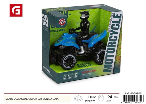 [160698061] Moto quad con conductor, luces y sonido en caja - Juguetes de acción y vehículos de aventura