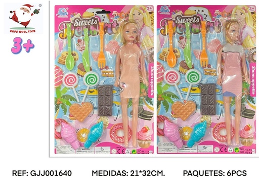 [189800164] Set de muñeca Barbie con dulces de juguete - Juguetes de cocina y diversión