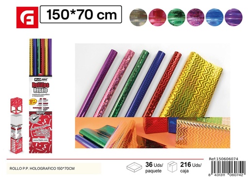 [150606074] Papel regalo reciclado holográfico 150*70 cm - Papelería de regalo significativa