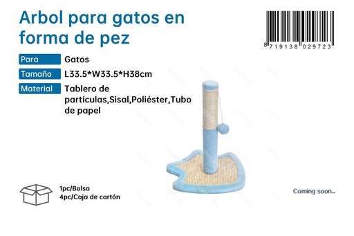 [187902972] Árbol para gatos en forma de pez - Juguetes de interacción y diversión 