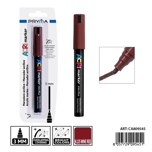 [0239227] Marcador acrílico PRYMA de 3 mm color vino - Herramientas artísticas