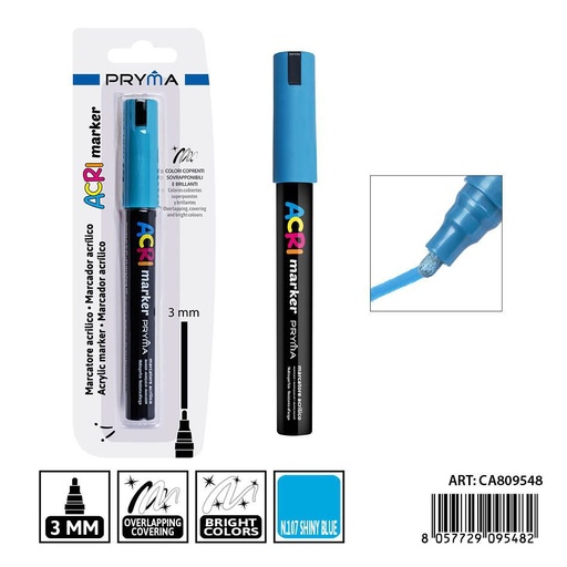[0239230] Marcador acrílico PRYMA de 3 mm color azul brillante - Herramientas artísticas