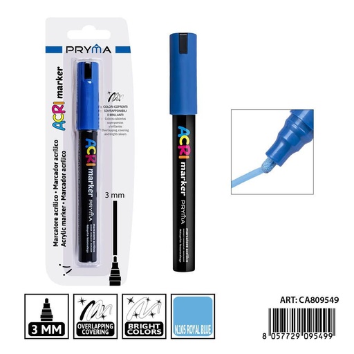[0239231] Marcador acrílico PRYMA de 3 mm color azul - Herramientas artísticas