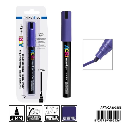 [0239235] Marcador acrílico de punta redonda 3 mm color lila - Herramientas de escritura y marcadores artísticos