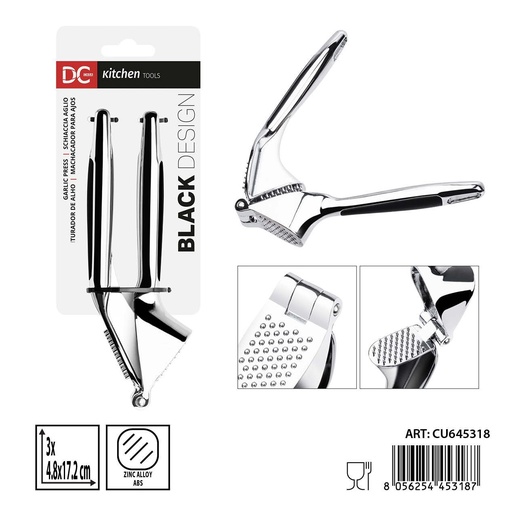 [0239053] Machacador de ajos de zinc 3x4.8x17.2 cm DC CASA - Herramientas de cocina