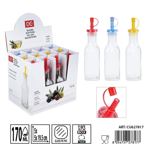 [0236144] Vinagrera de cristal con tapón 7.9x14.7 cm 170ml DC CASA - Utensilios de mesa