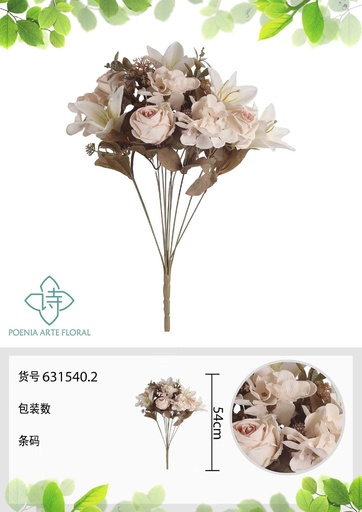 [631540.2] Ramo de rosas artificiales 12 cabezas primavera - Novedades en decoración 