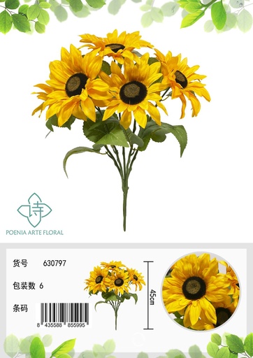 [630797] Ramo de girasoles artificiales 53 cm - Decoración floral 