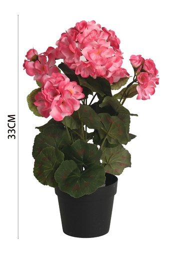 [M630977深粉] Geranio artificial en maceta - Planta decorativa en maceta 