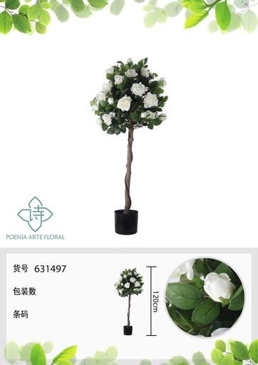 [631497] Rama de rosa artificial blanca de 120 cm - Planta decorativa 