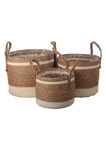 [HC12] Set de 3 maceteros de fibras naturales - Jardinería decorativa