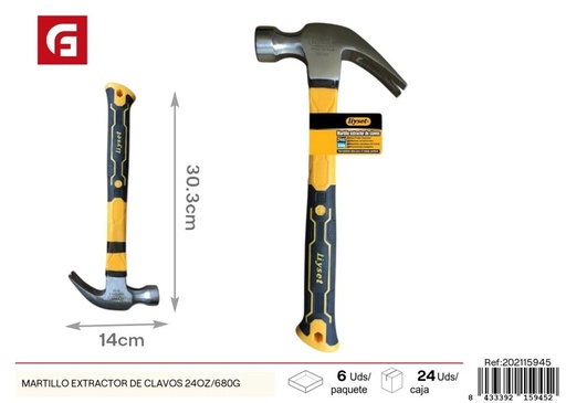 [202115945] martillo extractor de clavos 24oz/680g - Herramientas de ferretería