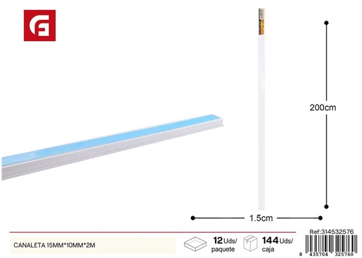 [314532576] Canaleta 15mm*10mm*2m - Protección de cables para ferretería