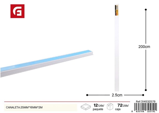 [314532579] Canaleta 25mm*16mm*2m - Protección de cables para ferretería