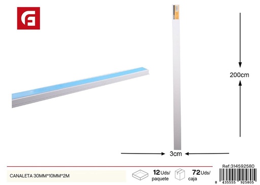 [314592580] Canaleta 30mm*10mm*2m - Protección de cables para ferretería