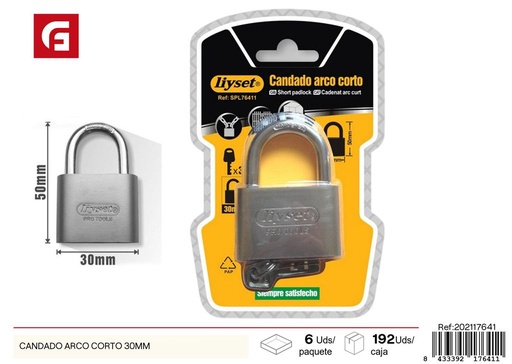 [202117641] Candado arco corto 30 mm - Accesorio de ferretería