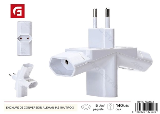 [171022193] Enchufe de conversión alemán tipo X 10A - Electricidad y adaptadores de enchufe