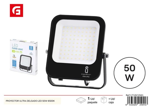 [171021941] Proyector LED negro 50W 6500K IP65 - Iluminación de exteriores