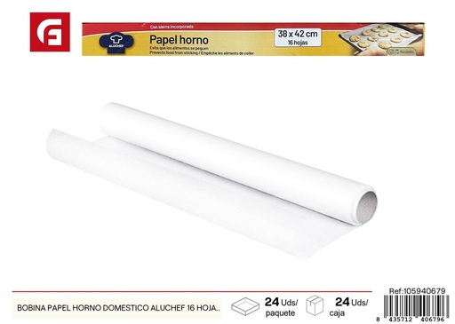 [105940679] Bobina de papel para horno doméstico Aluchef 8 m 16 hojas - Utensilios de cocina