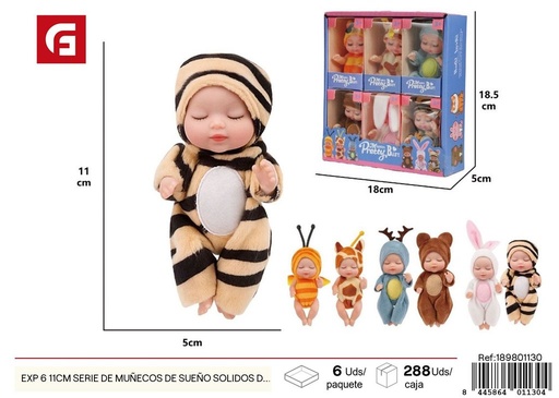 [189801130] 6 piezas de muñecos de sueño sólido de animales 11 cm - Diversión en grupo