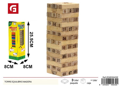 [204694432] Torre de equilibrio de madera - Juguete de equilibrio y destreza