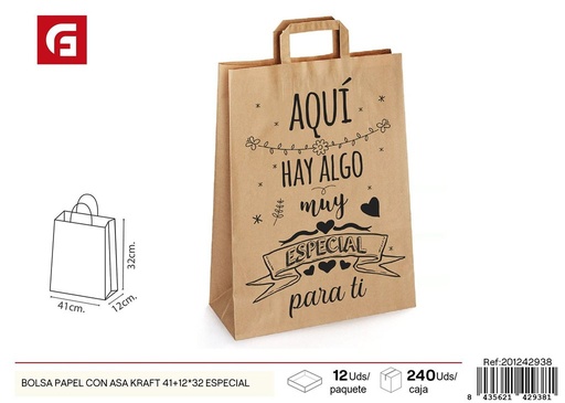 [201242938] Bolsa de papel kraft con asa 41+12x32 cm - Especial