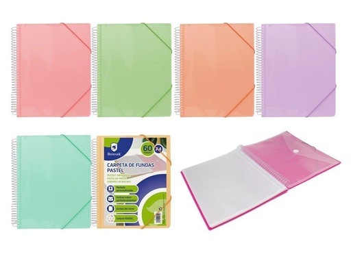 [150829607] Carpeta espiral PP Bismark 60 páginas pastel - Material de oficina