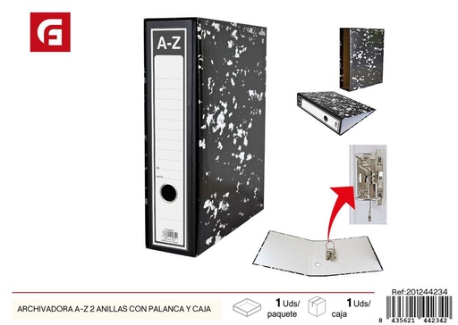 [201244234] Archivadora A-Z de 2 anillas con palanca y caja - Material de oficina