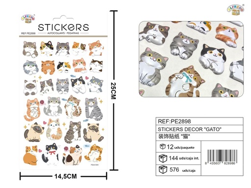 [PE2898] Stickers decorativos "Gato" 14,5x25 cm - Novedades