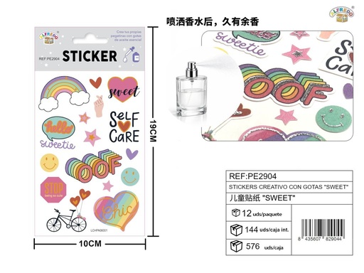 [PE2904] Stickers creativos con gotas "Sweet" 10x19 cm - Novedades
