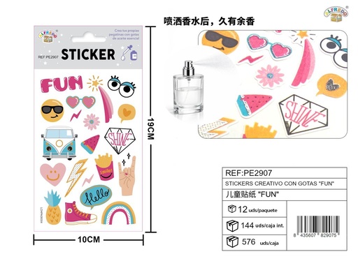[PE2907] Stickers creativos con gotas "Fun" 10x19 cm - Novedades