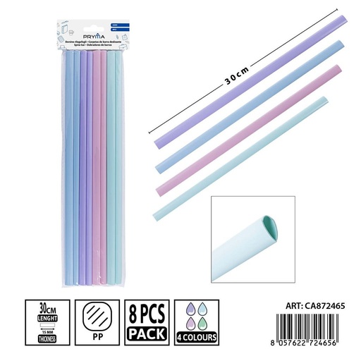 [0239773] Pack de 8 tiras de encuadernación de color macaron 30x10 mm PRYMA - Perfectas para proyectos