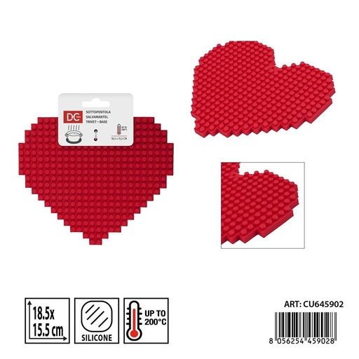 [0241945] Salvamantel de silicona forma corazón 18.5x15.5 cm DC CASA - Perfecto para ocasiones especiales