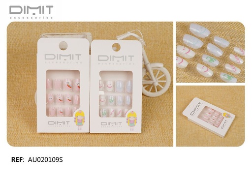 [8435693869993] Uñas postizas infantiles 12 unidades AU020109S - Accesorios de uñas para niños