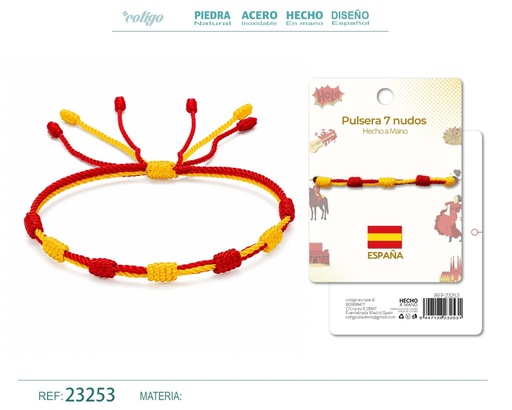 [23253-01] Pulsera de 7 nudos con bandera de España - Bisutería y accesorios