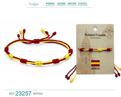[23257] Pulsera de 7 nudos con bandera de Murcia - Bisutería con temática regional