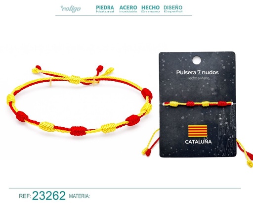 [23262] Pulsera de 7 nudos con bandera de Cataluña - Bisutería con temática regional