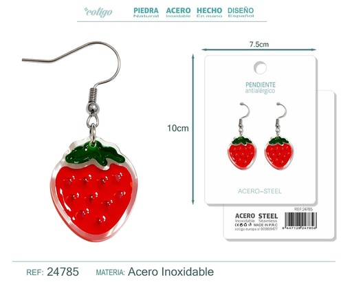 [24785] Pendiente de fresa con accesorio de acero - Accesorios de bisutería de frutas