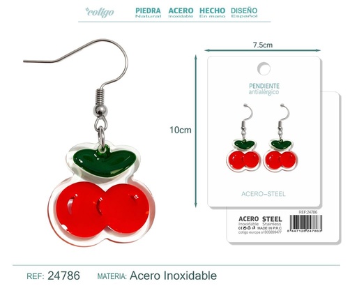[24786] Pendiente de cereza con accesorio de acero - Accesorios de bisutería de frutas
