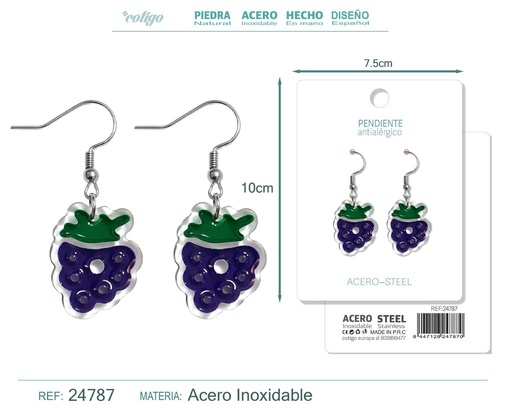 [24787] Pendiente de uva con accesorio de acero - Accesorios de bisutería de frutas